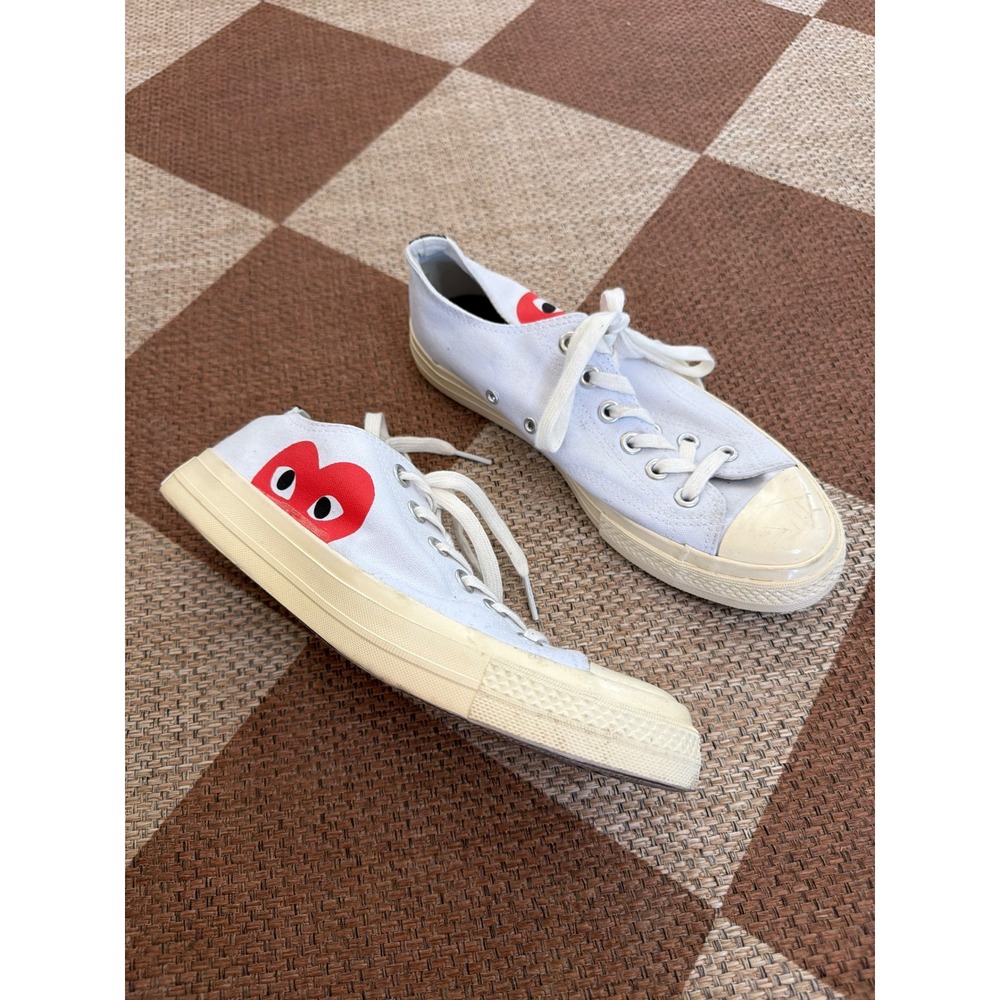 Converse x Comme des Garcons PLAY Chuck 70 Low White Heart Sneakers Size 8/39